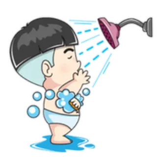 🛀 mandi, sabun, bersih, gelembung, kebersihan, kartun, imut, berendam whatsapp sticker