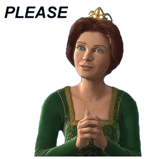 🙏 Princess Fiona Shrek PLEASE princesa, fiona, shrek, implorando, desenho animado, animado whatsapp sticker