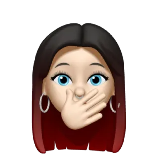 🐕‍🦺 Emoji, Kobieta, Twarz, Zszokowany, Zaskoczony, Ręka na ustach, Wyraz twarzy telegram sticker