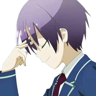 🧬 Аниме, Манга, Персонаж, Парень, Фиолетовые волосы, Думает telegram sticker
