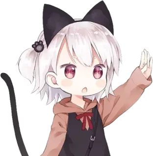 🖐 anime girl, cat girl, cute, kawaii, chibi, manga, cartoon telegram sticker