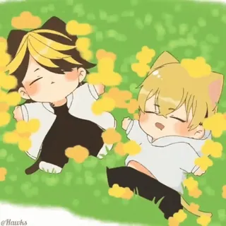 😪 Anime, Chibi, Tai mèo, Hoạt hình, Dễ thương, Kawaii, Cỏ, Hoa telegram sticker