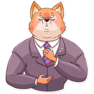 👔 doge, shiba inu, chien, costume, cravate, affaires, animal whatsapp sticker
