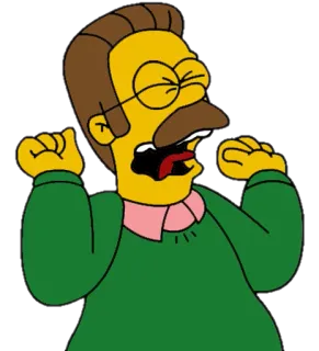 😱 Ned Flanders The Simpsons cartoon, simpsons, ned flanders, character, screaming telegram sticker
