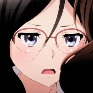 🍭 anime, woman, glasses, cartoon, character, portrait whatsapp sticker