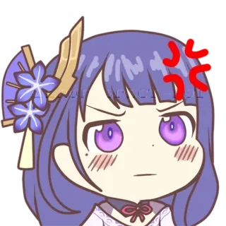 😠 Raiden Shogun Genshin Impact Raiden Shogun, Genshin Impact, Anime, Videojuego, Enojado/a, Chibi, Sticker telegram sticker