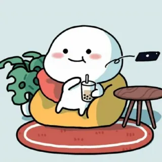🧁 niedlich, Cartoon, Getränk, sitzend, Pflanze telegram sticker