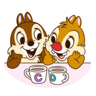 ☕ C D ardilla listada, dibujos animados, disney, chip, dale, lindo, café telegram sticker