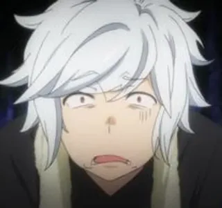 🗻 Bell Cranel Is It Wrong to Try to Pick Up Girls in a Dungeon? Anime, Bell Cranel, DanMachi, sorpreso, capelli bianchi, personaggio telegram sticker