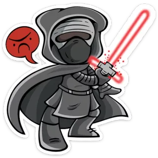 😡 Kylo Ren Star Wars Kylo Ren, Star Wars, sabre laser, dessin animé, science-fiction, film, méchant telegram sticker