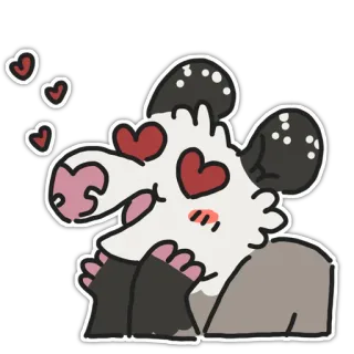 😍 опоссум, милый, любовь, сердечки, животное whatsapp sticker
