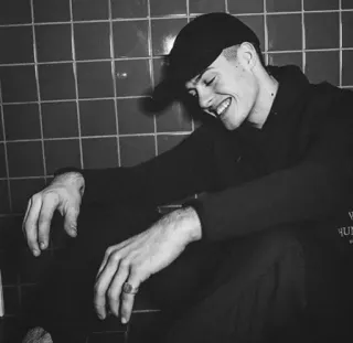 🃏 person, man, portrait, black and white, smiling, cap telegram sticker