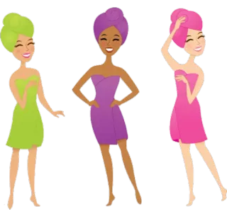 😁 serviettes, femme, spa, salle de bain, beauté, relaxation, dessin animé telegram sticker