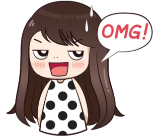 😱 OMG! Desenho animado, Menina, Omg, Expressão, Animado/a, Fofo/a whatsapp sticker