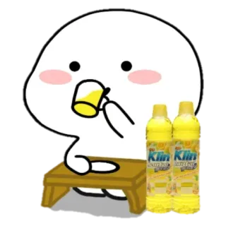 🙂 bebendo, limpeza, desenho animado, amarelo, cadeira whatsapp sticker