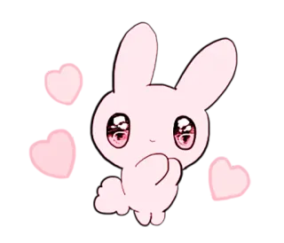 😍 coelho, rosa, corações, fofo, kawaii, animal, desenho animado telegram sticker