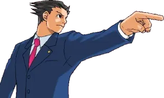 👉 Phoenix Wright Ace Attorney 弁護士, 裁判所, 指差し, 異議, 弁護 telegram sticker