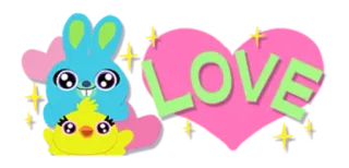 😅 LOVE 爱, 兔子, 小鸡, 卡通, 可爱, 动物 whatsapp sticker