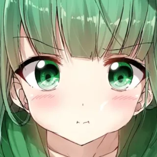 😠 Anime, Manga, Caricatura, Lindo, Pelo verde, Chica, Personaje telegram sticker
