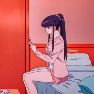 ⛓ Komi Shouko Komi Can't Communicate Anime, Komi Can't Communicate, Komi Shouko, linda, chica, sentada telegram sticker