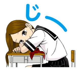 ☺️ じ Anime, Schulmädchen, müde, gelangweilt, ausruhen telegram sticker