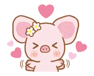 ❤️ cerdo, animal, lindo, corazones, dibujos animados, rosa, feliz telegram sticker