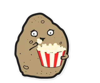 🎬 potato, popcorn, food, snack, cartoon, funny, cute telegram sticker