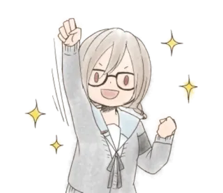 🤗 Аниме, Девушка, Очки, Каваий, Милый, Блёстки telegram sticker