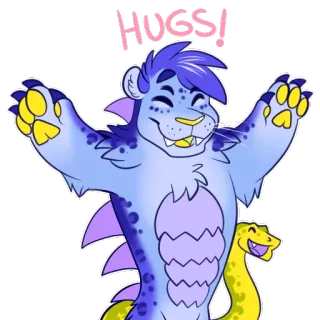 ❣️ HUGS! объятия, животное, пушистый, лев, змея, милый telegram sticker