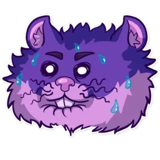 😡 仓鼠, 啮齿动物, 表情符号, 卡通, 流汗, 压力大, 紫色, 焦虑 telegram sticker
