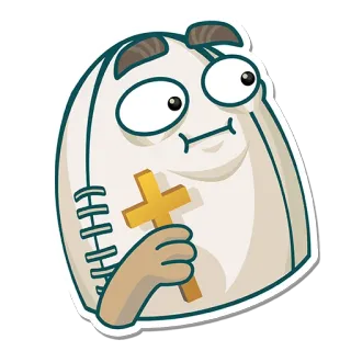 😰 adesivo, desenho animado, cruz, religião, personagem, engraçado, expressão whatsapp sticker
