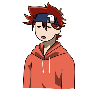 😑 Anime, Cartoon, Zeichnung, Charakter, rote Haare, Stirnband telegram sticker