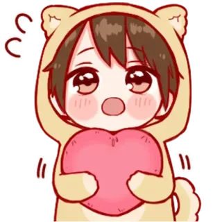 ❤ Anime, Herz, Süß, Hund, Aufkleber telegram sticker