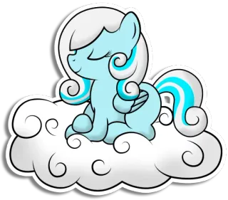 ☁ 조랑말, 구름, 귀여운, 스티커, 만화 telegram sticker