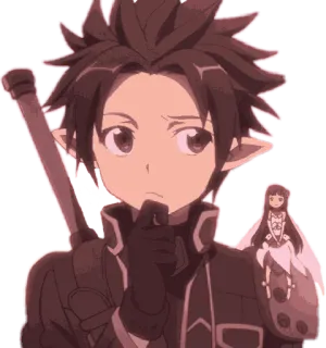 🤔 anime, elf, sword, character, fantasy, thinking, animated telegram sticker