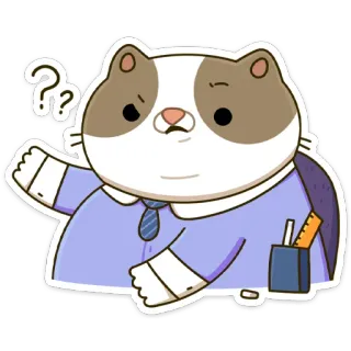 ❓ cat, confused, question, thinking, student, cartoon whatsapp sticker