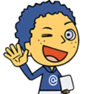 👋 การ์ตูน, เด็กผู้ชาย, โบกมือ, ตัวละคร, ภาพประกอบ telegram sticker