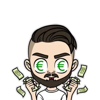 🤑 tiền, hoạt hình, euro, tài chính, giàu có, tham lam telegram sticker