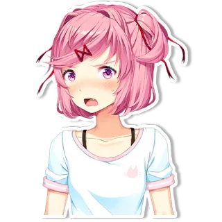 😤 Natsuki Doki Doki Literature Club! Аниме, Манга, Мило, Девушка, Розовые волосы whatsapp sticker