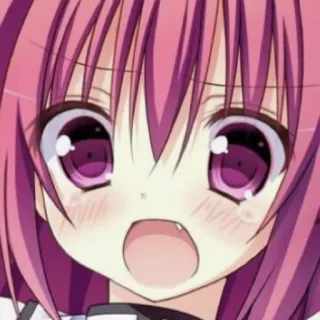 😳 anime, cartoon, girl, crying, pink hair telegram sticker
