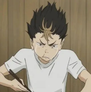 🙀 Nishinoya Yuu Haikyuu!! anime, haikyuu, nishinoya, yuu, płacz, jedzenie telegram sticker