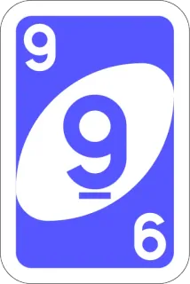 9️⃣ Uno, Kaart, Nummer, Blauw, Spel telegram sticker