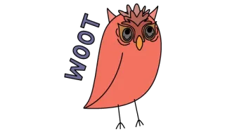 🐥 WOOT búho, pájaro, woot, dibujos animados, pegatina whatsapp sticker