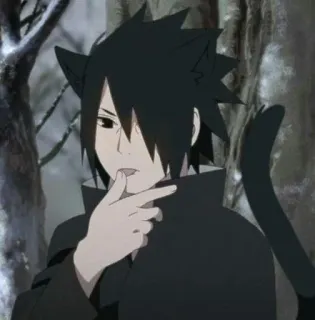 🍙 Sasuke Uchiha Naruto Anime, Manga, Orejas de gato, Cola de gato, Sasuke, Naruto whatsapp sticker