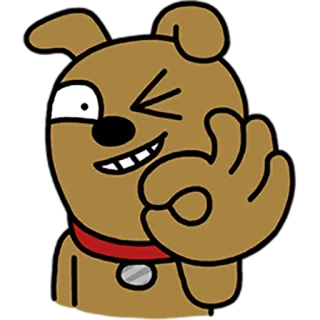 😝 chien, animal, dessin animé, autocollant, geste OK, offensant whatsapp sticker