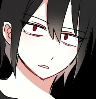 😐 Anime, Manga, Cartoon, Charakter, Gesicht, Ausdruck, rote Augen, Kunst telegram sticker