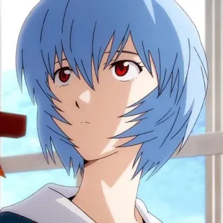 🌊 Rei Ayanami Neon Genesis Evangelion อนิเมะ, ผู้หญิง, ผมสีฟ้า, ตาสีแดง, อีวานเกเลียน, อายานามิ เร telegram sticker