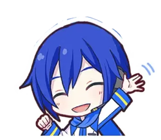 🌟 Kaito Anime, Vocaloid, Personagem, Kawaii, Cabelo azul, Feliz whatsapp sticker