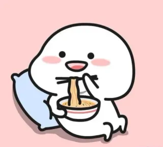 ✨ Desenho animado, Fofo, Comendo, Macarrão, Tigela, Kawaii telegram sticker