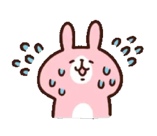 😥 konijn, sticker, roze, cartoon, zweten, schattig, dier whatsapp sticker